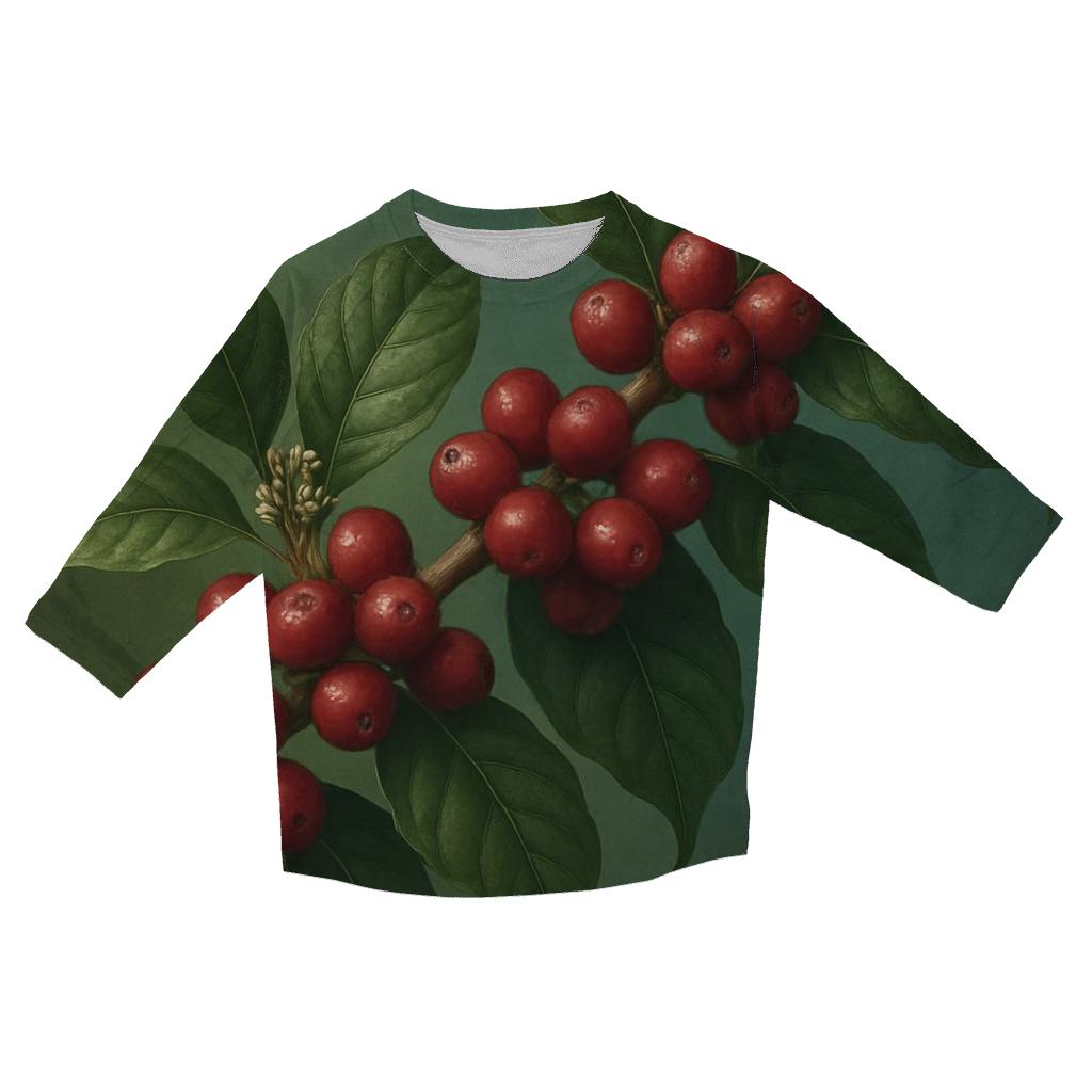 Forest Cherry Cluster printed three quarter sleeve shirts