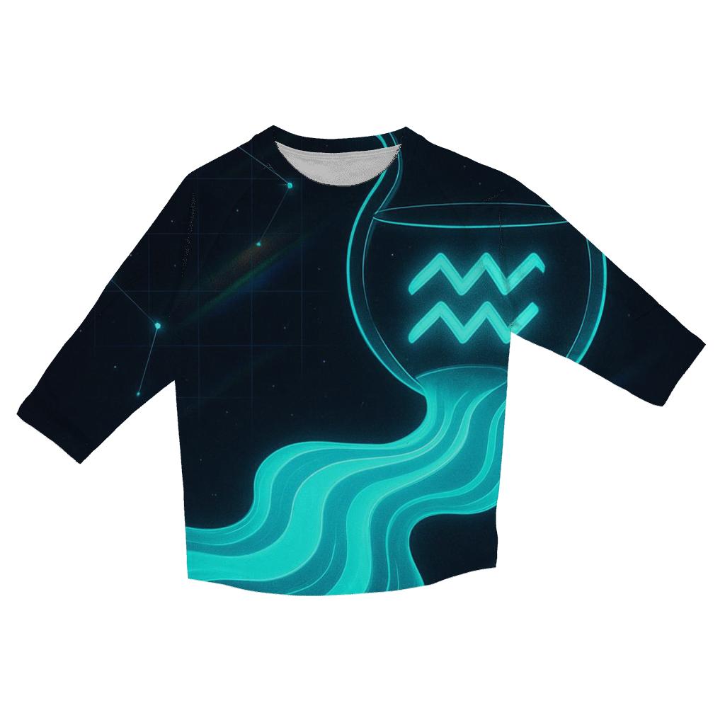 Aquarius Holographic Water Waves cotton quarter sleeve shirts