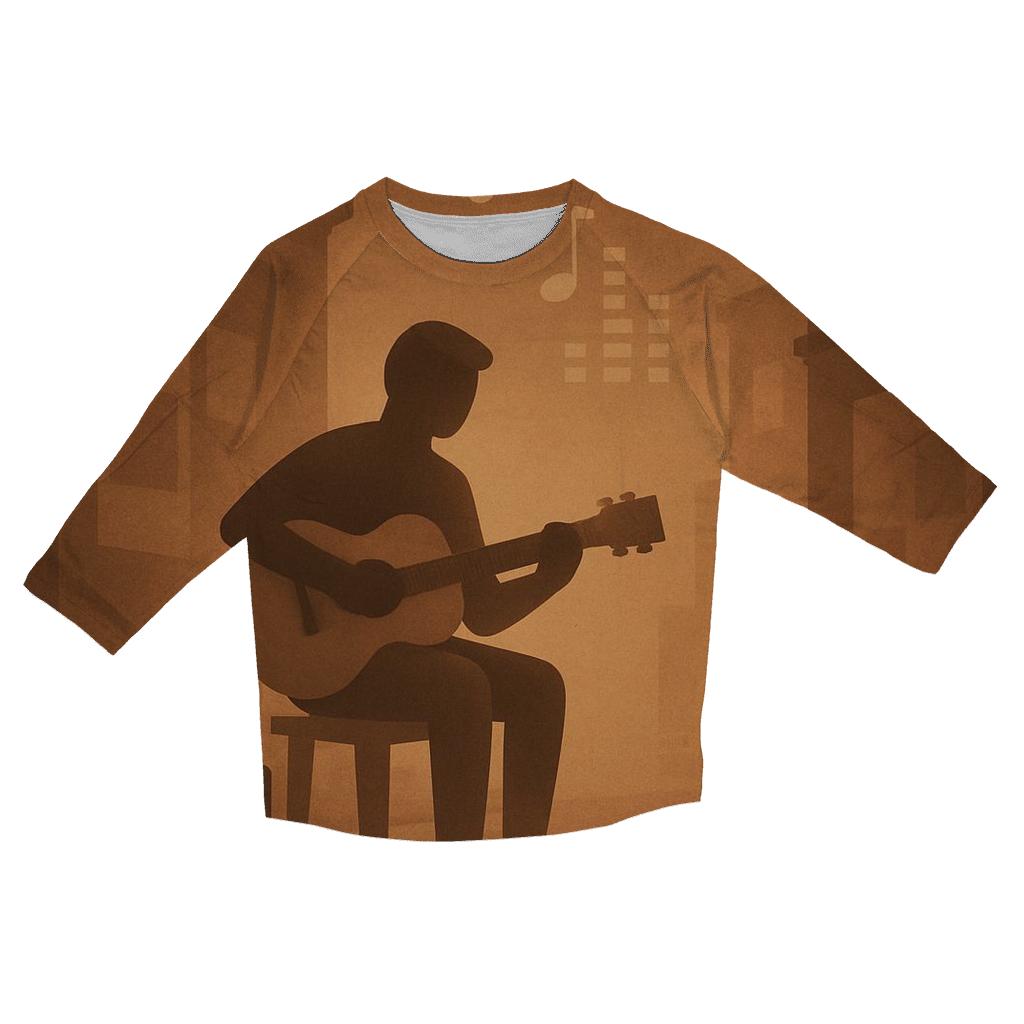 Sepia Street Busker Scene trendy 3/4 sleeve tops