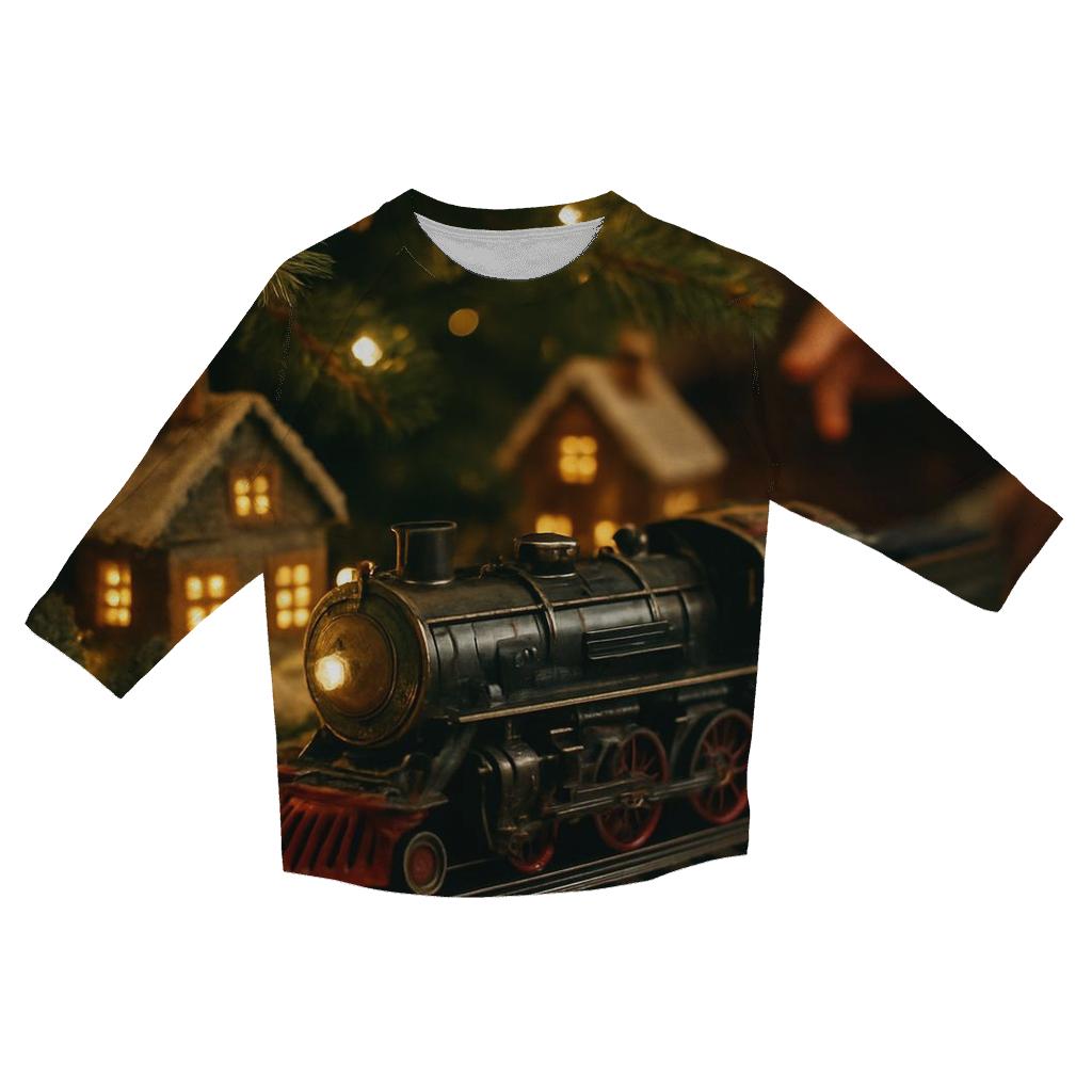 Toy Train Around The Christmas Tree personalized 3/4 sleeve tees