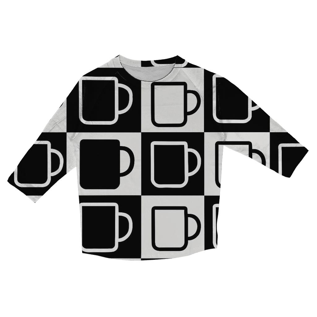 Monochrome Mug Geometry designer 3/4 sleeve blouses