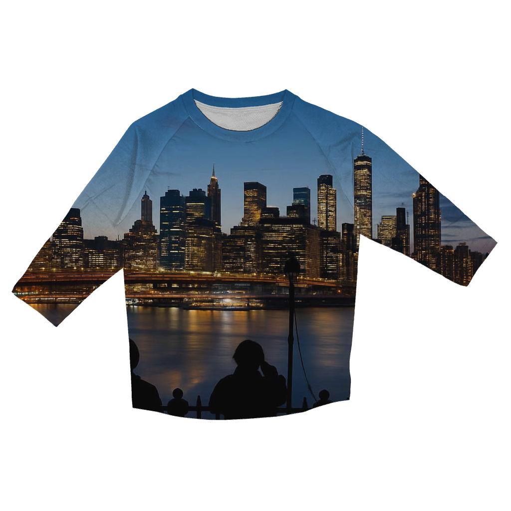 Brooklyn Heights Promenade Blue Hour Panorama fashion 3/4 sleeve shirts