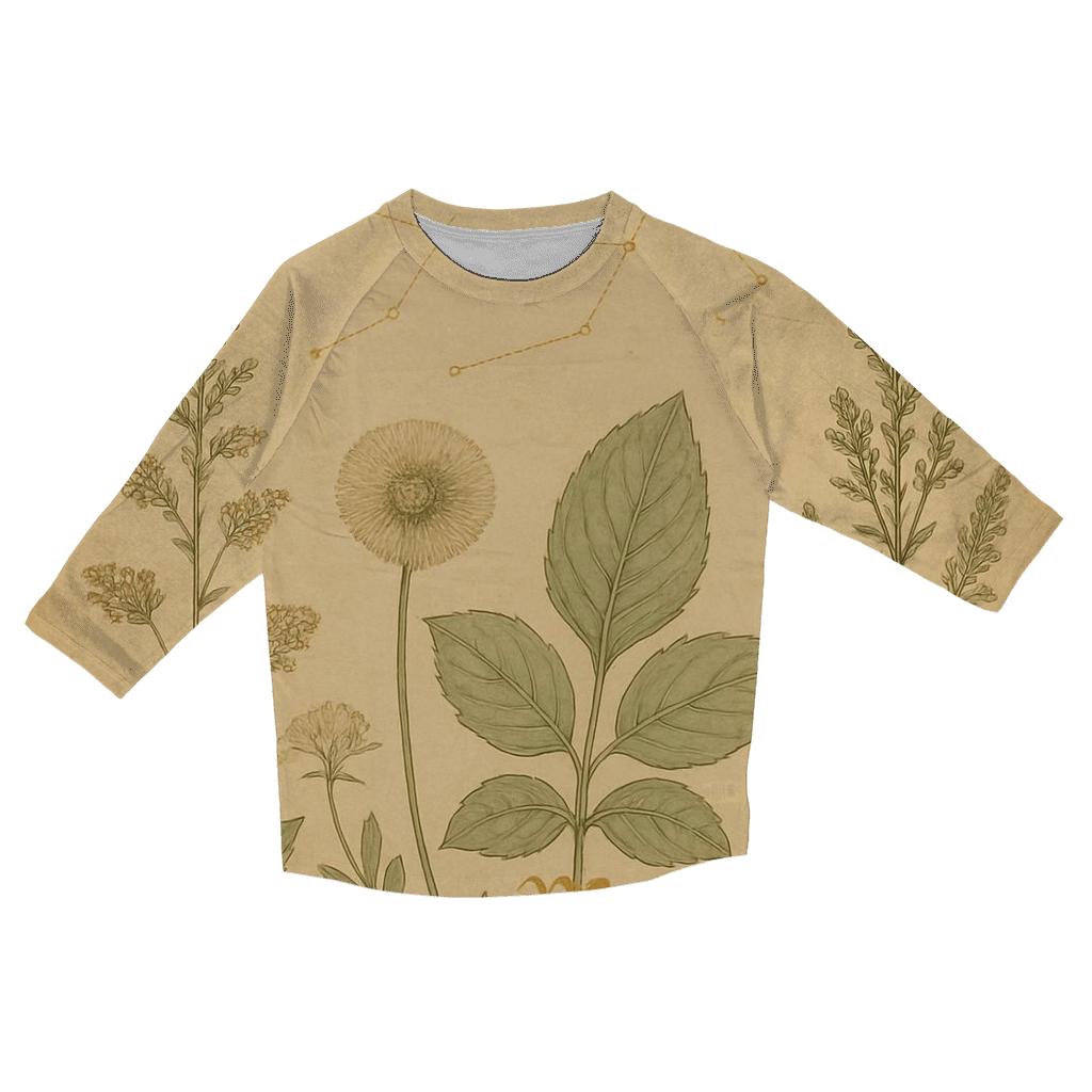 Virgo Celestial Herb Garden Chart printed three quarter sleeve shirts