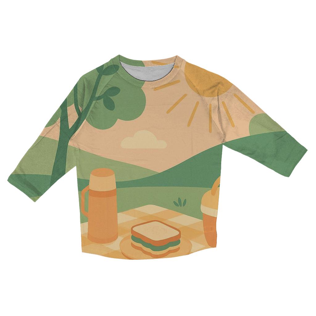 Vintage Picnic Meadow designer 3/4 sleeve blouses