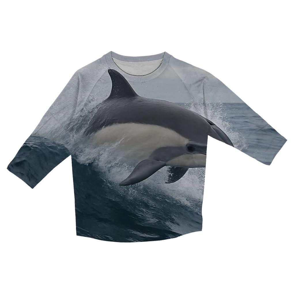 Common Dolphin In Breaking Swell fashion 3/4 sleeve shirts