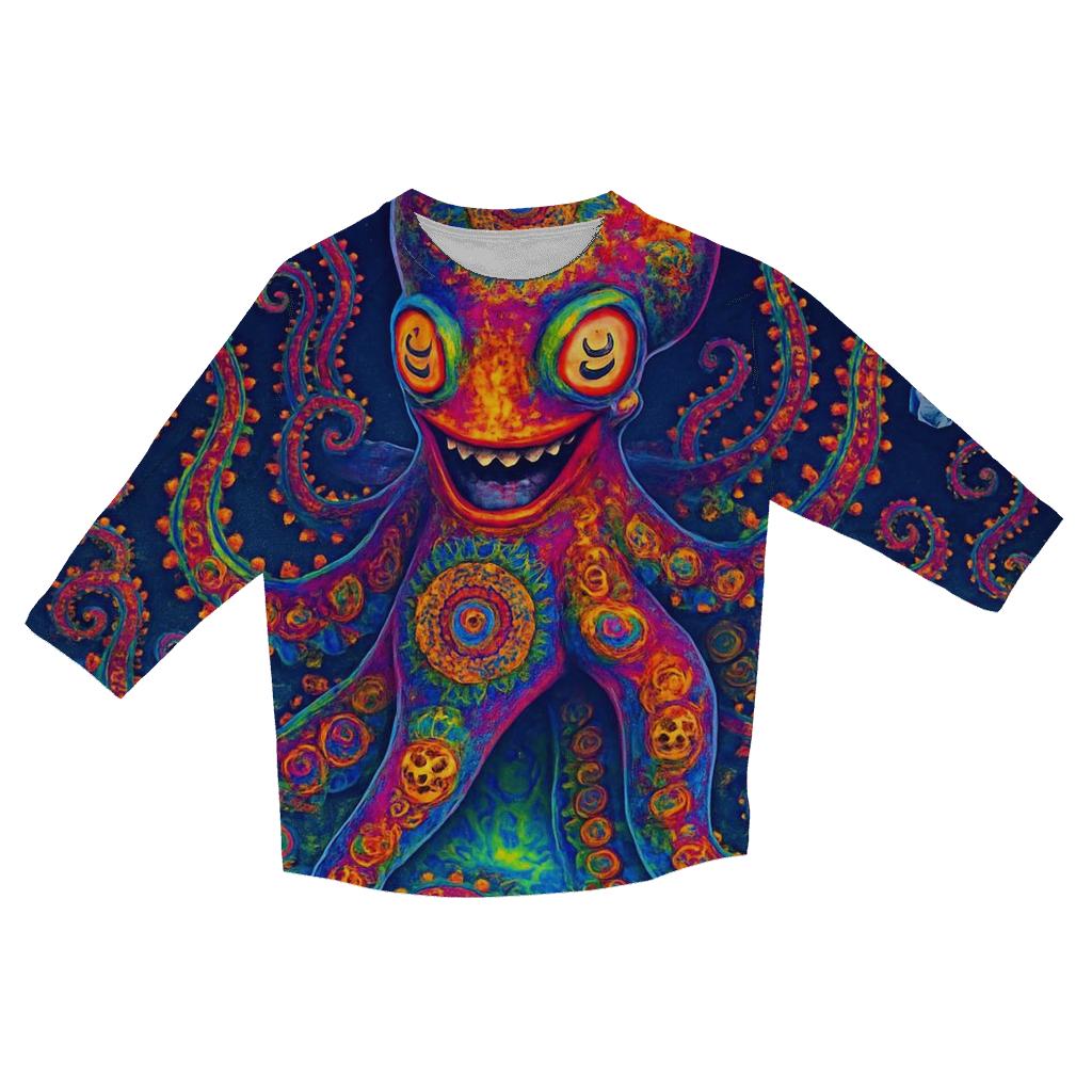 Fractal Carnival Kraken cotton quarter sleeve shirts