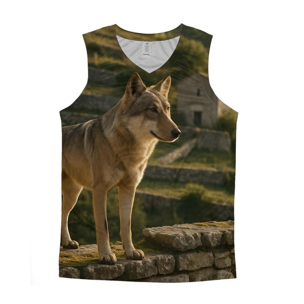 Italian Wolf At Ancient Stone Terrace designer workout tanks