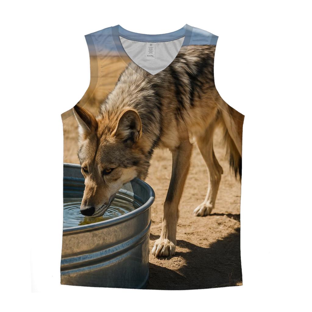 Mexican Wolf At Desert Water Trough custom tank tops