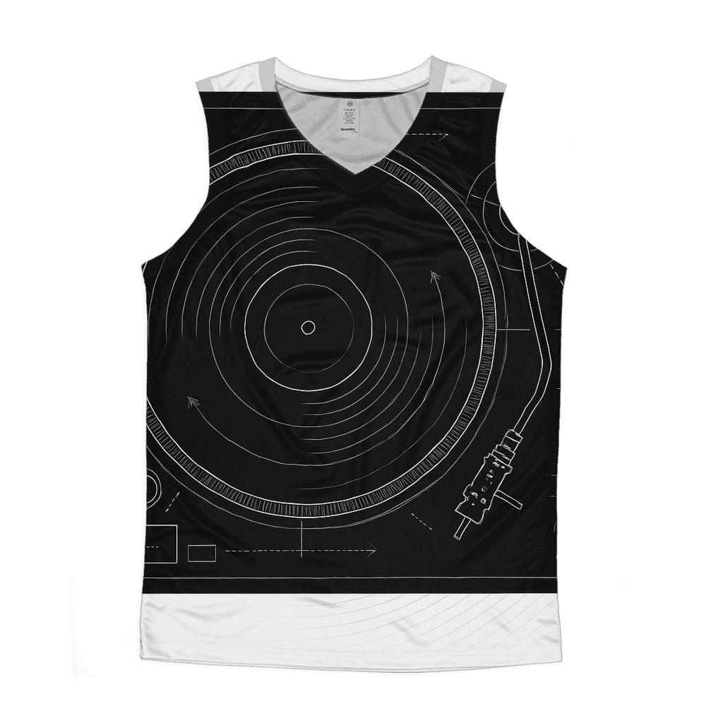 Monochrome Turntable Blueprint cotton sleeveless tops