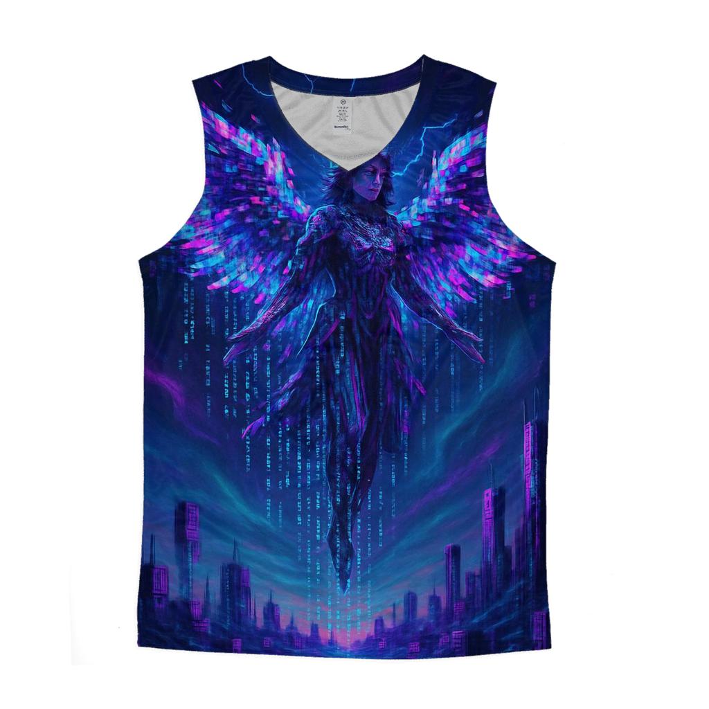 Glitch Winged Messenger cotton sleeveless tops