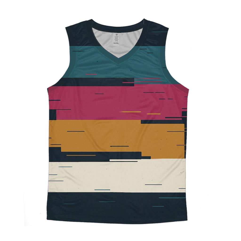 Analog Glitch Bars cotton sleeveless tops