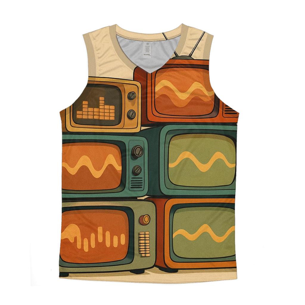 Retro TV Soundwave Lounge graphic print tank tops