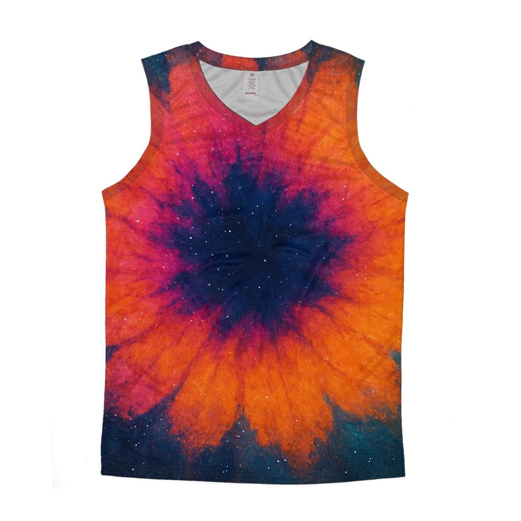 Cosmic Coral Bloom graphic print tank tops