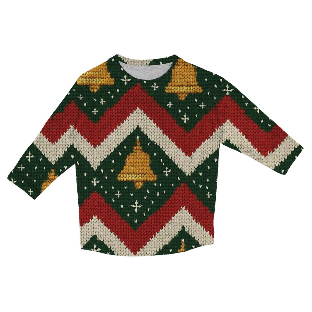 Jingle Bell Zigzag Ribbon Design custom 3/4 sleeve shirts