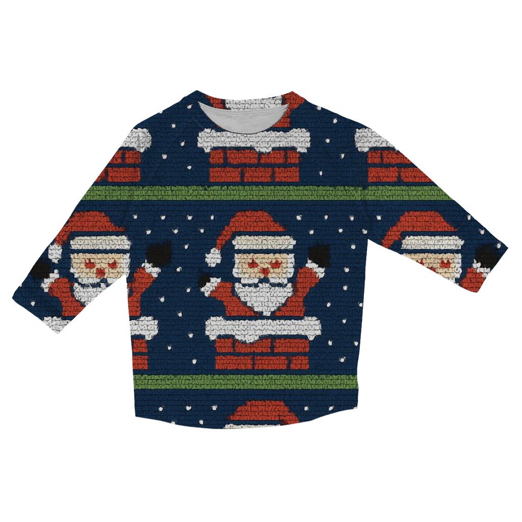 Santa Chimney Stripe Design stylish quarter sleeve tops