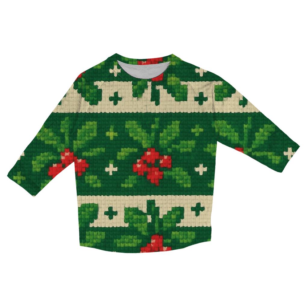 Mistletoe Confetti Stripe Design custom 3/4 sleeve shirts