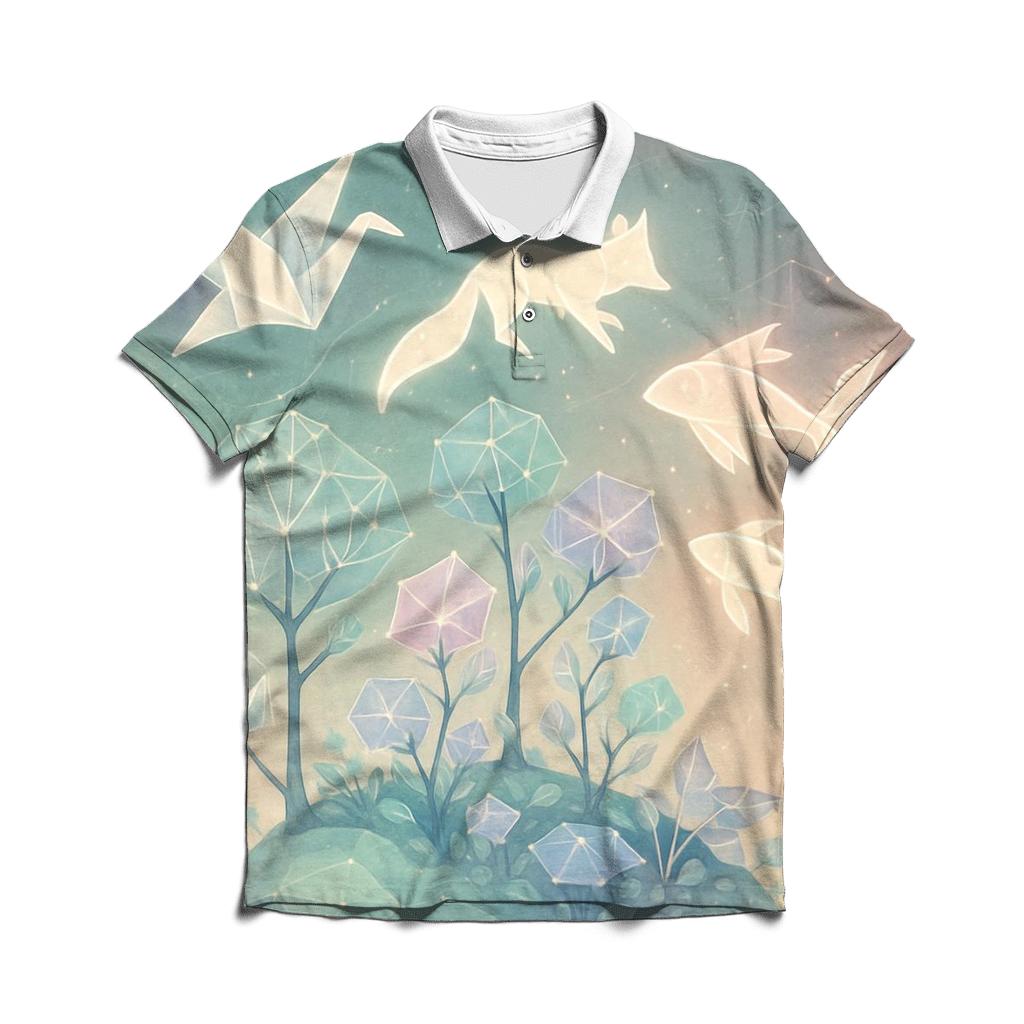 Quantum Origami Garden designer slim fit polos