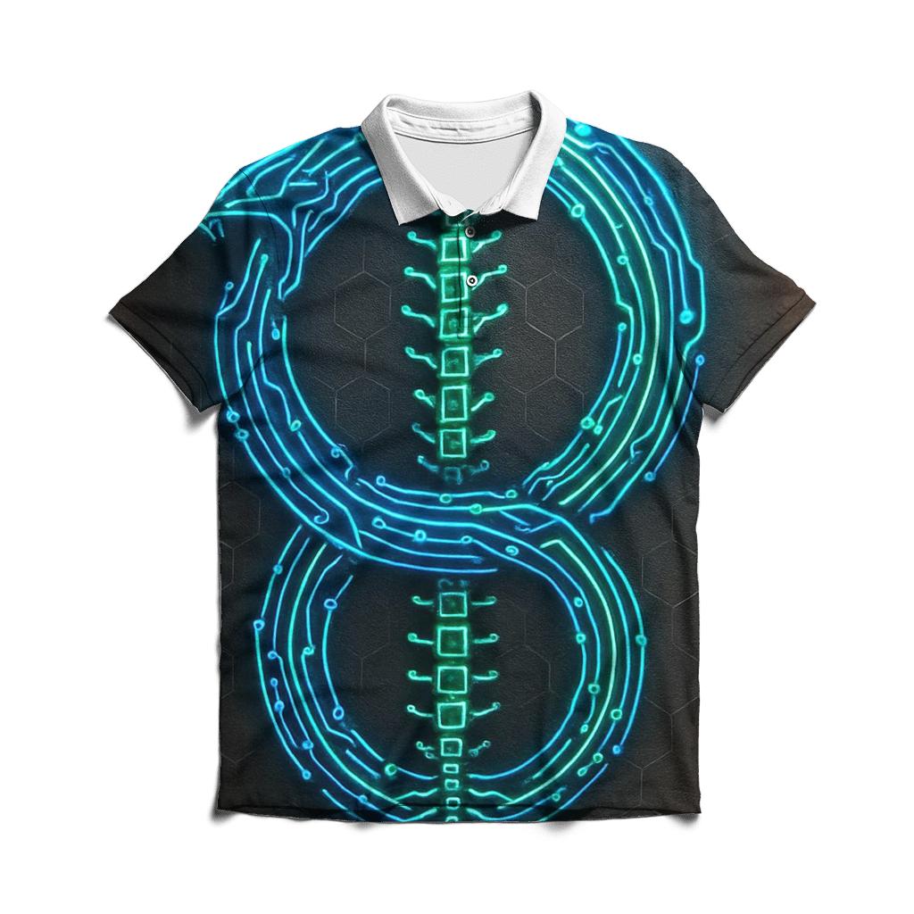 Cyber Circuit Ouroboros Spine branded logo polo shirts