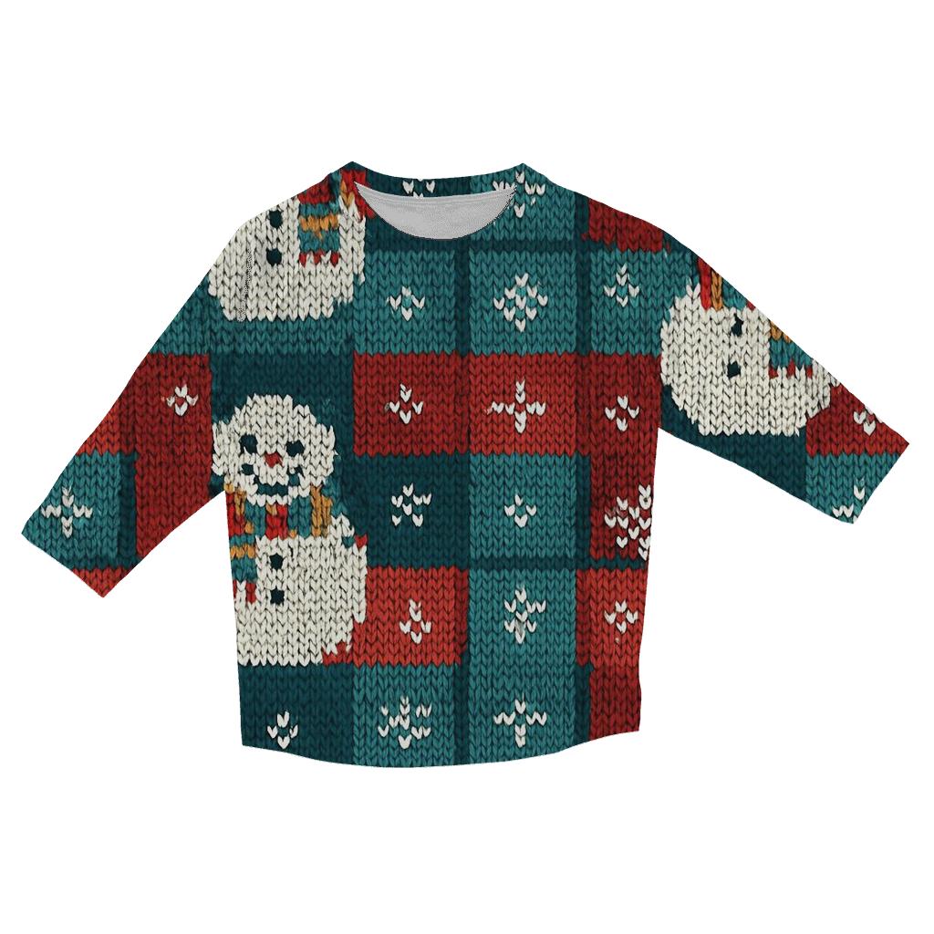 Snowman Scarf Plaid Design personalized 3/4 sleeve tees