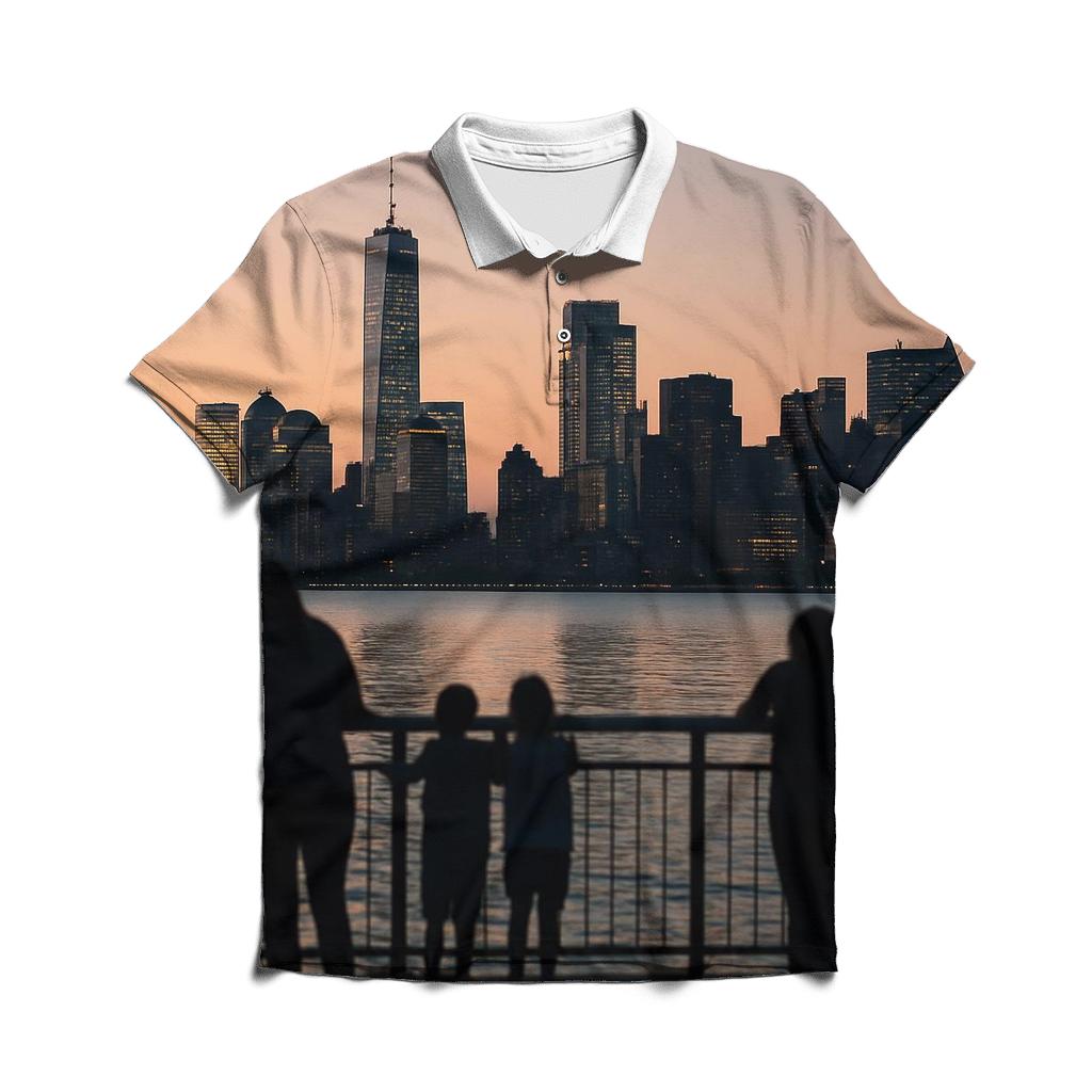 Financial District Skyline From Staten Island Esplanade designer slim fit polos