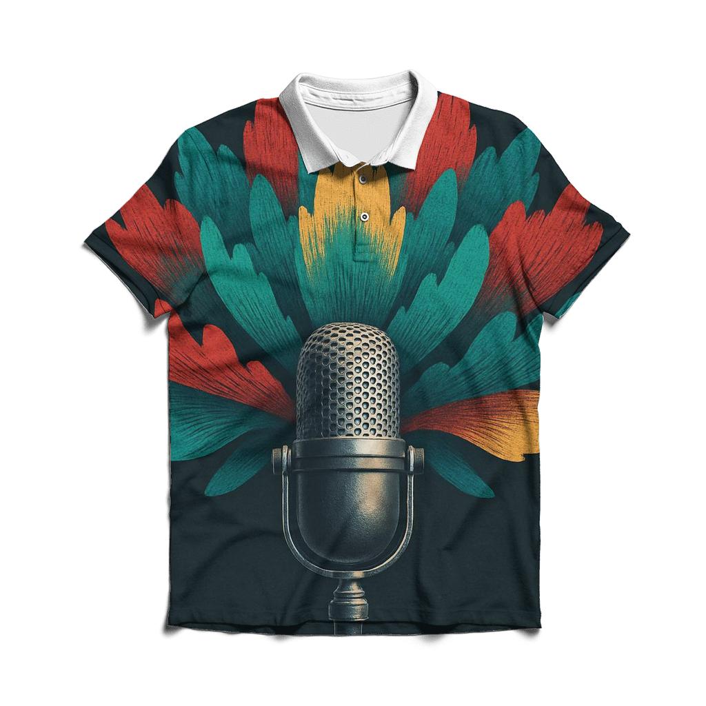 Chromatic Microphone Bloom premium cotton polo shirts