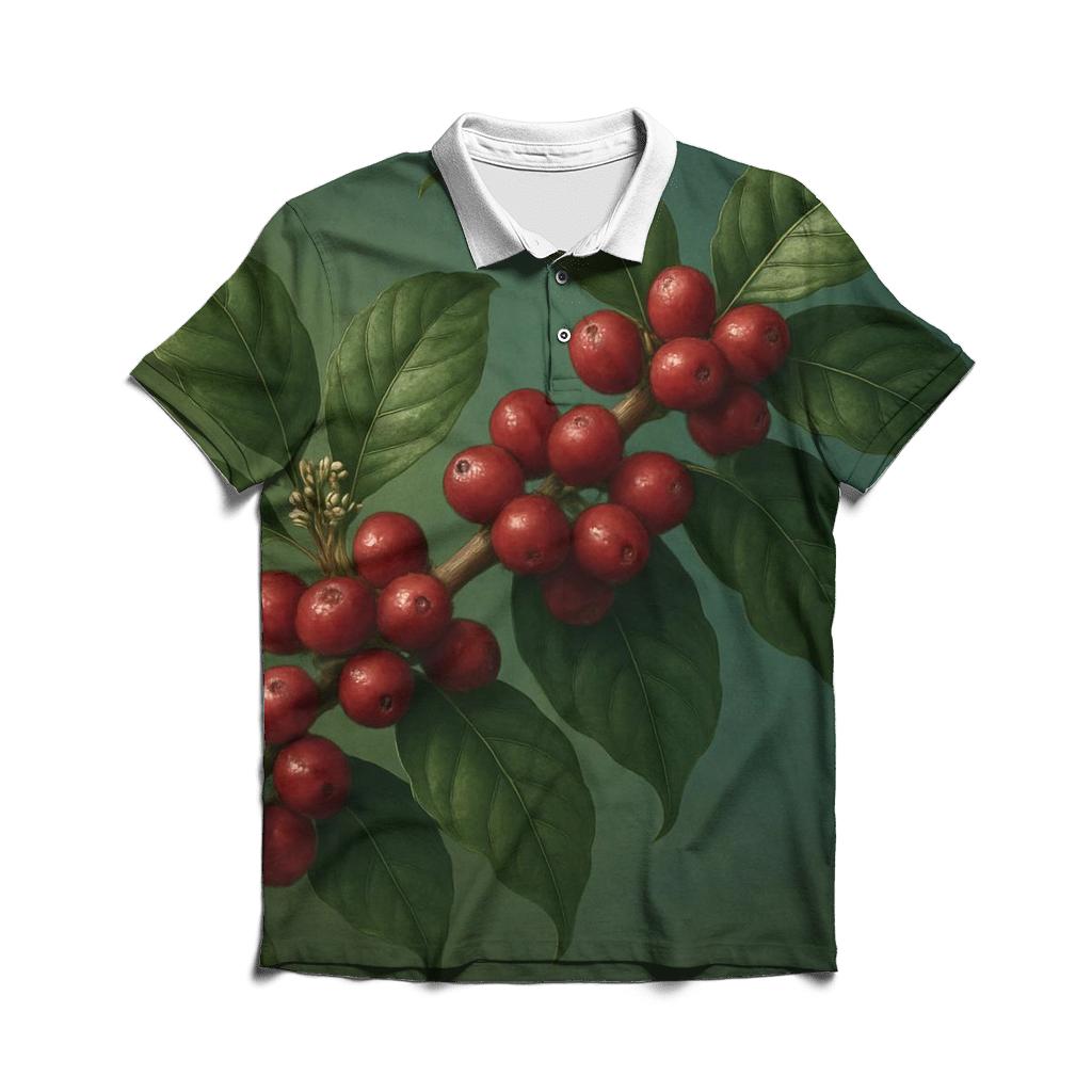 Forest Cherry Cluster custom polo shirts