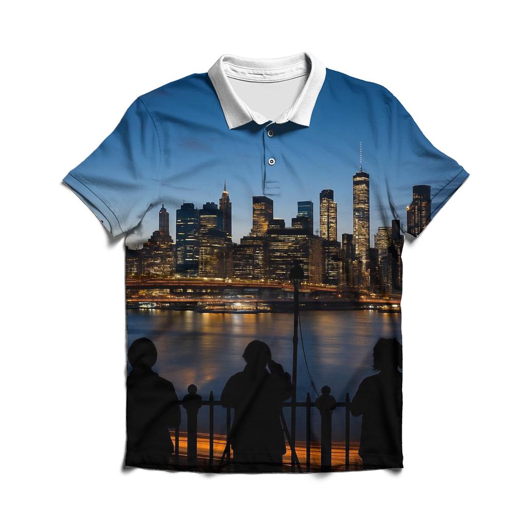 Brooklyn Heights Promenade Blue Hour Panorama designer slim fit polos