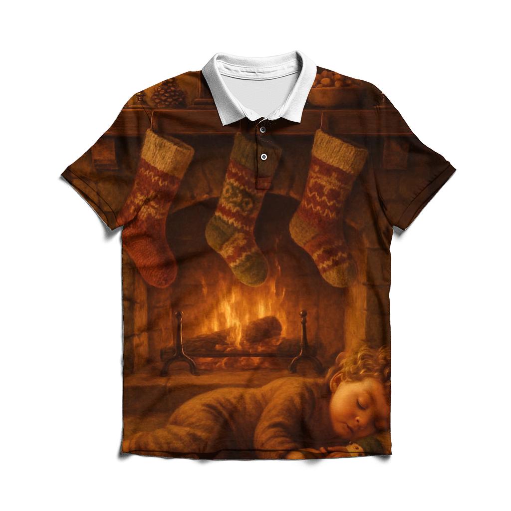 Fireplace Stockings And Sugarplum Dreams designer slim fit polos