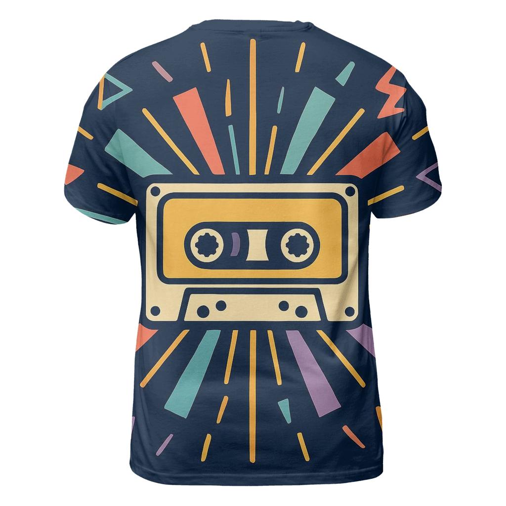 Retro Cassette Sunburst vibrant all-over design tees