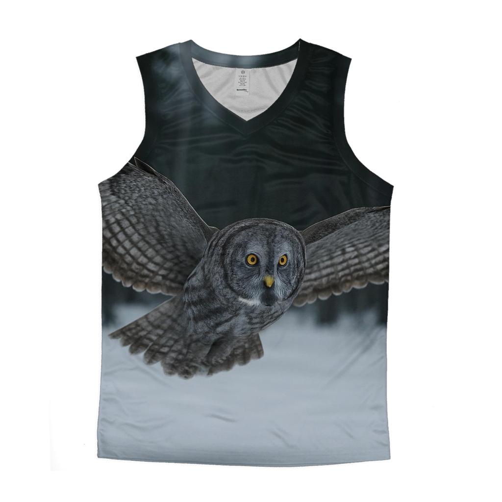 Great Gray Owl Silent Glide sports performance tank tops