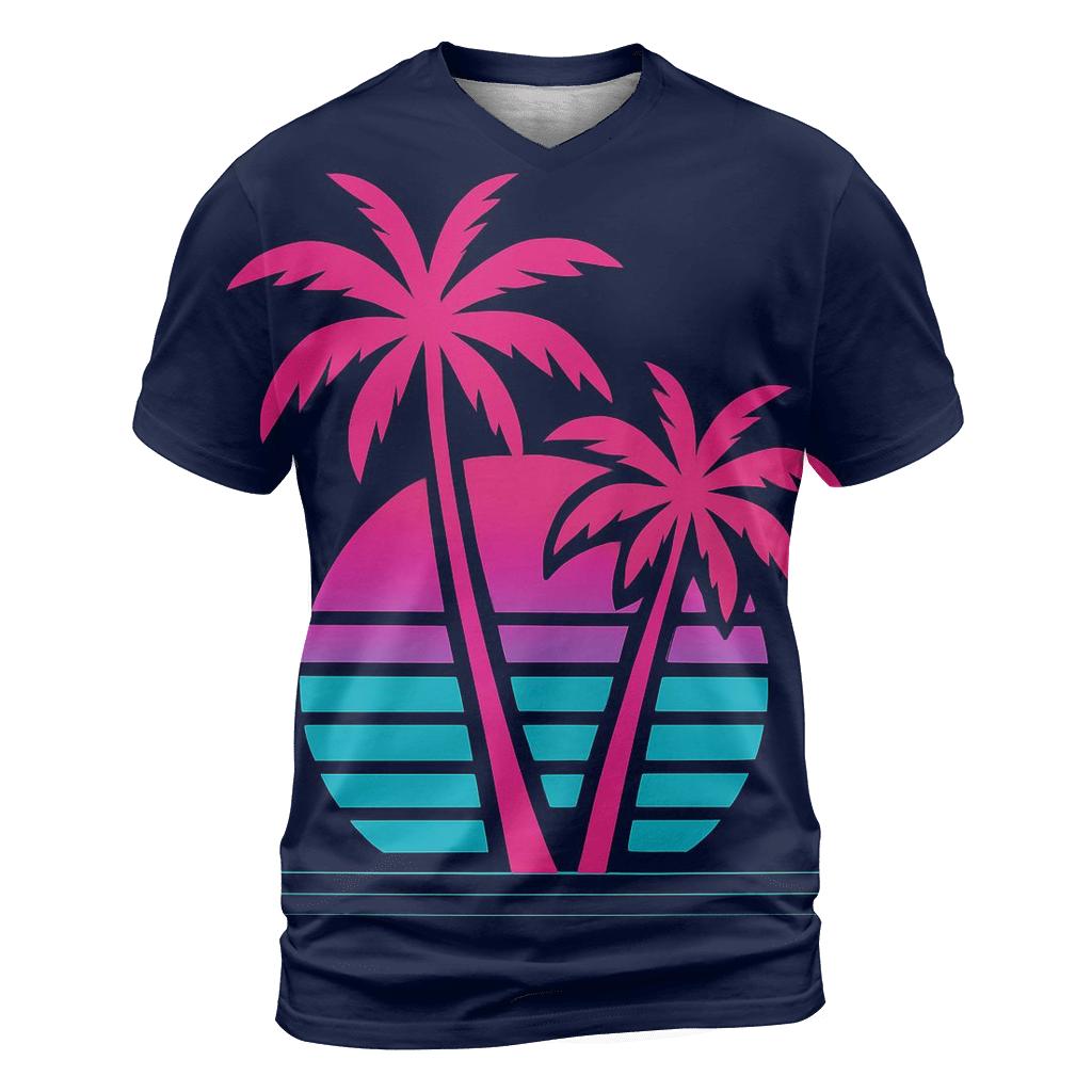 Vaporwave Palm Mirage artistic all-over print tops