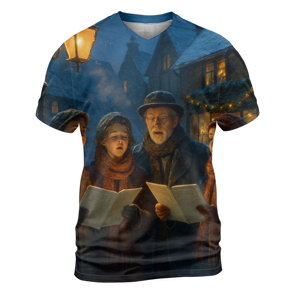 Snowy Village Carolers At Dusk personalized full print shirts