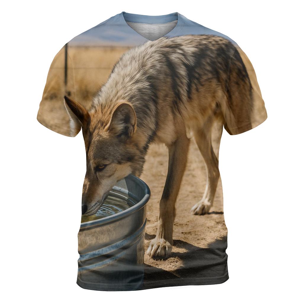 Mexican Wolf At Desert Water Trough trendy printed shirt styles