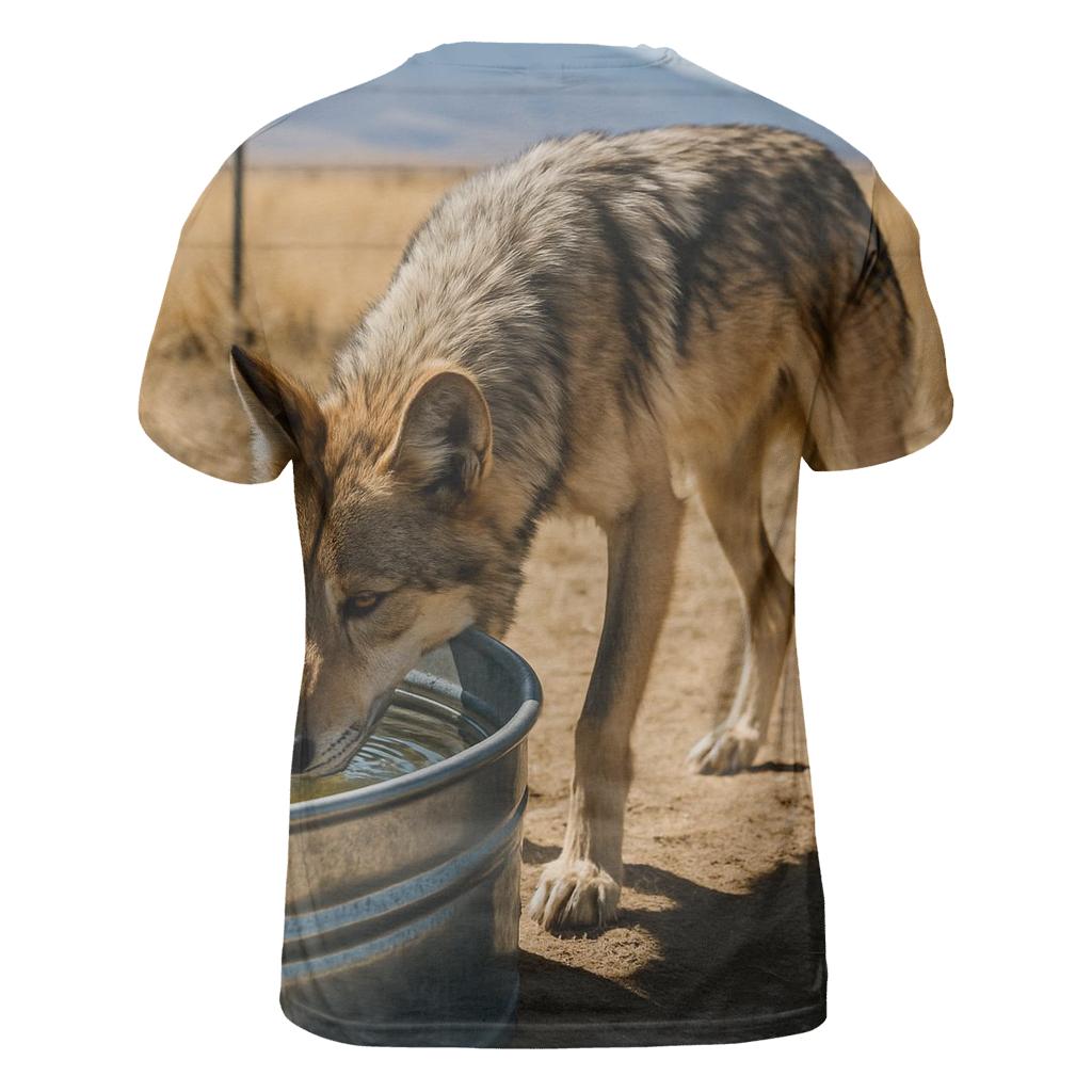 Mexican Wolf At Desert Water Trough trendy printed shirt styles