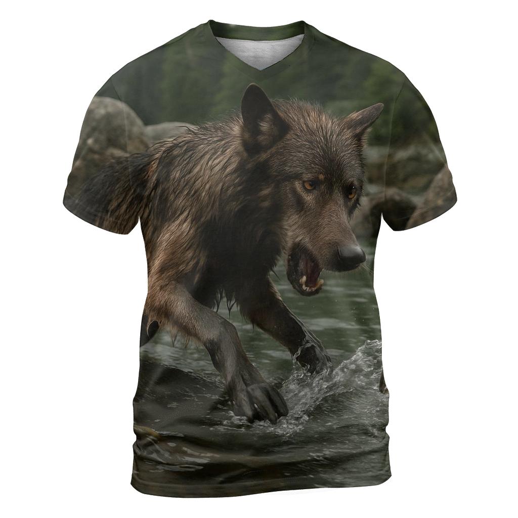 Coastal Wolf Fishing In Kelp Line designer pattern shirts