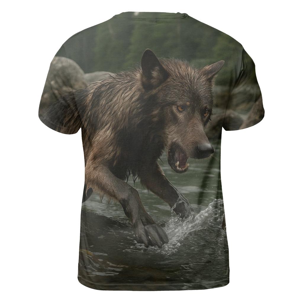 Coastal Wolf Fishing In Kelp Line designer pattern shirts