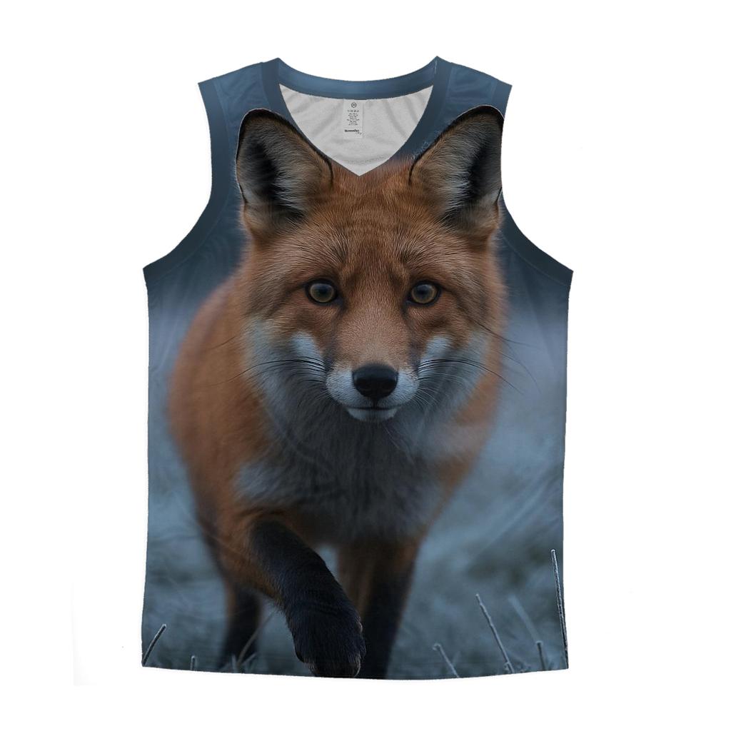 Red Fox Paused In Frosted Meadow stylish racerback tanks