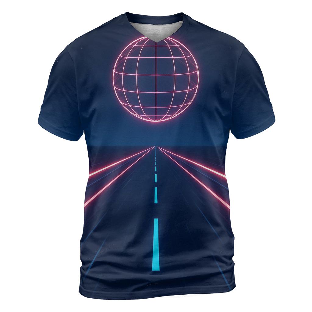 Neon Highway Night Run vibrant all-over design tees