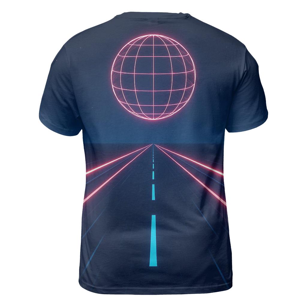 Neon Highway Night Run vibrant all-over design tees