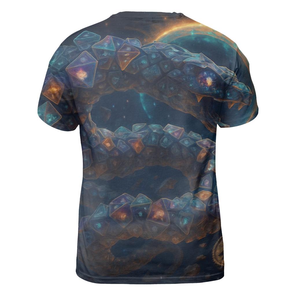 Nebula Dice Serpent artistic all-over print tops