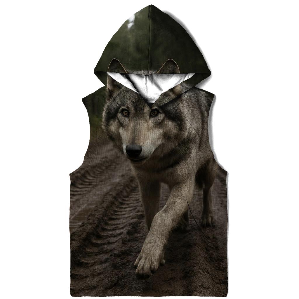 Timber Wolf Pausing At Logging Road Edge pullover hoodies