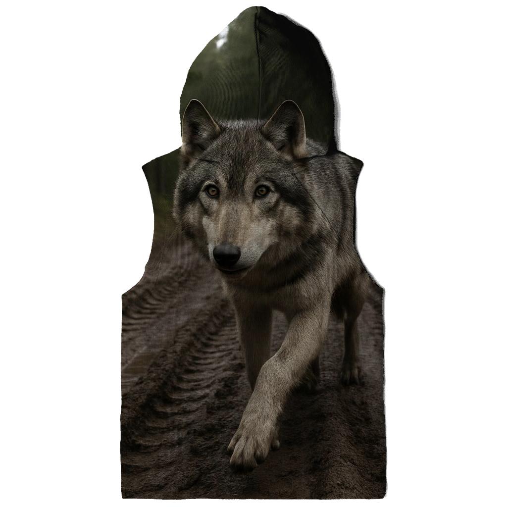 Timber Wolf Pausing At Logging Road Edge pullover hoodies