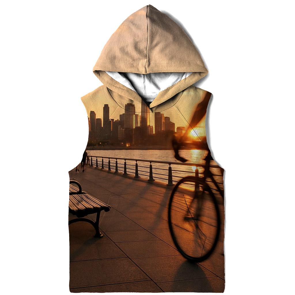 Hudson River Park Cyclist At Sunset designer hoodies