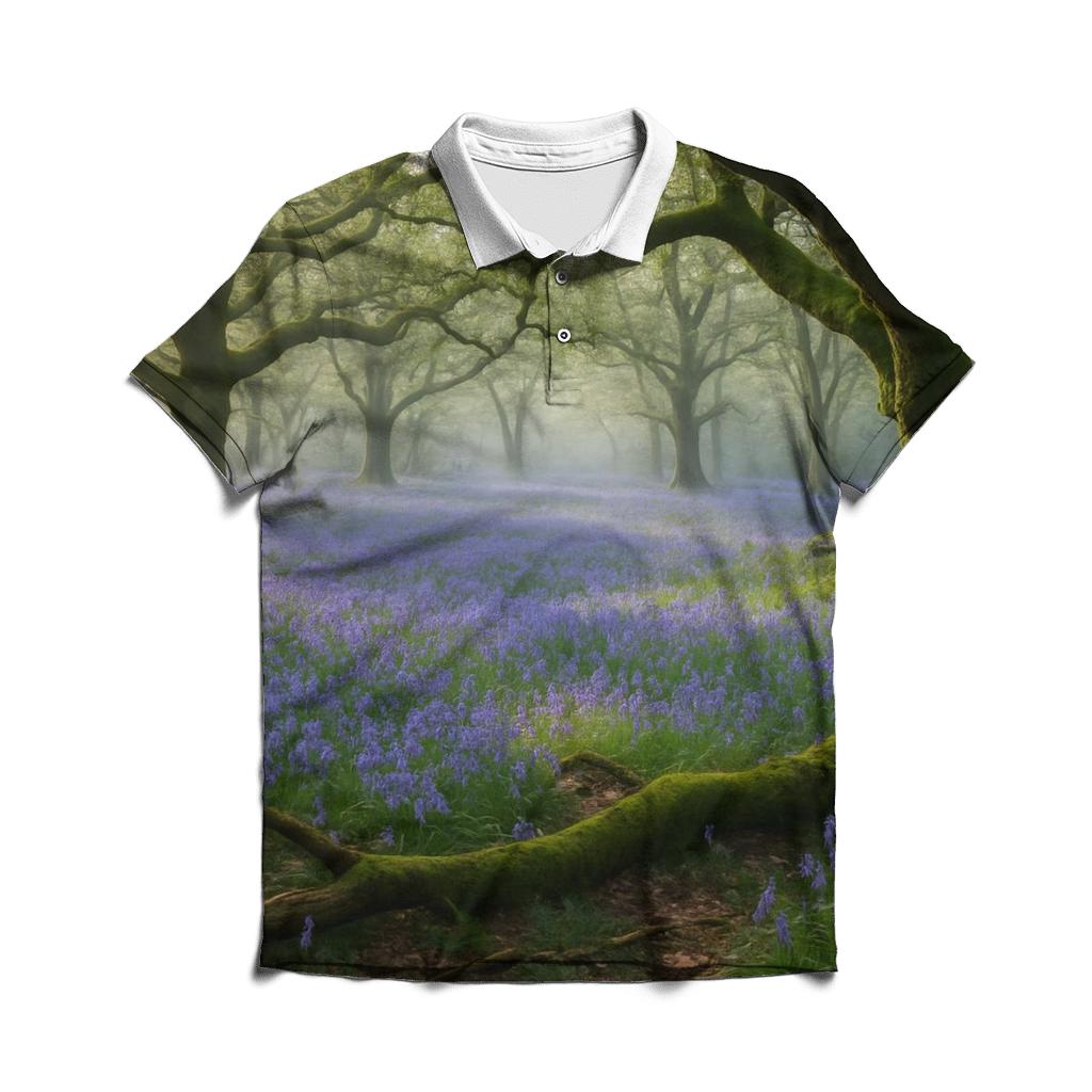 Bluebells Beneath Ancient Oak Canopy custom polo shirts