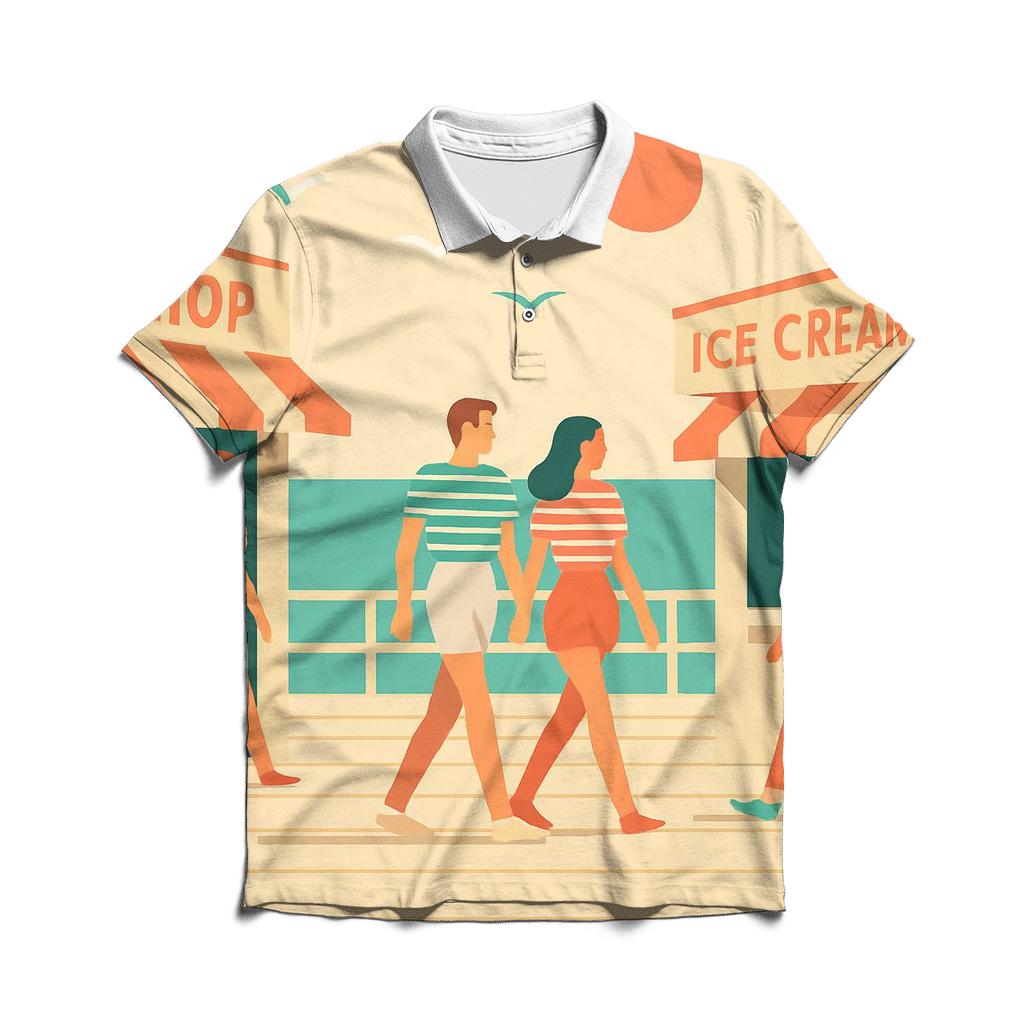 Seaside Boardwalk Stroll stylish collar polo tees