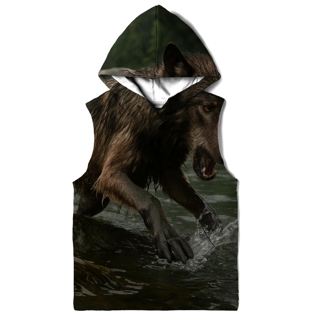 Coastal Wolf Fishing In Kelp Line designer hoodies