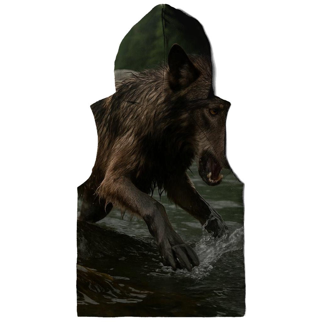 Coastal Wolf Fishing In Kelp Line designer hoodies