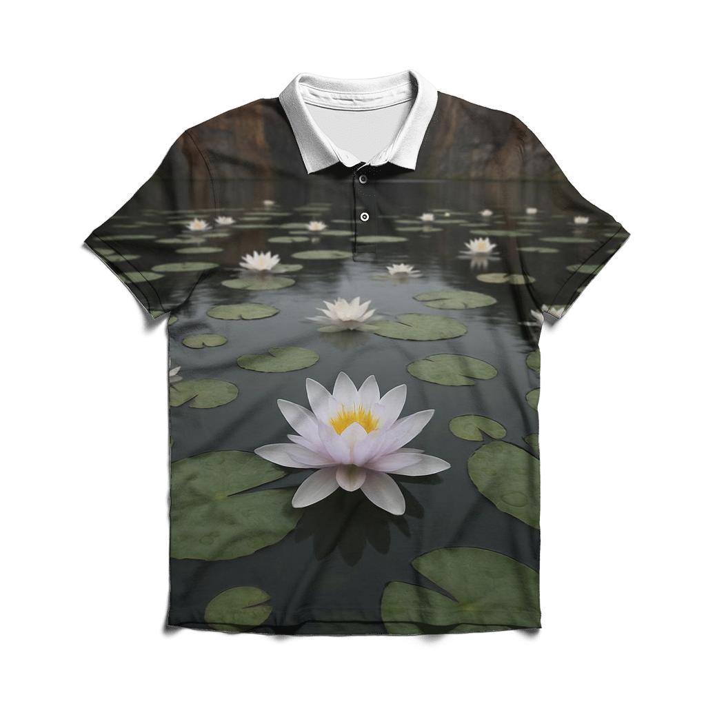 Water Lilies In An Abandoned Quarry Pool stylish collar polo tees
