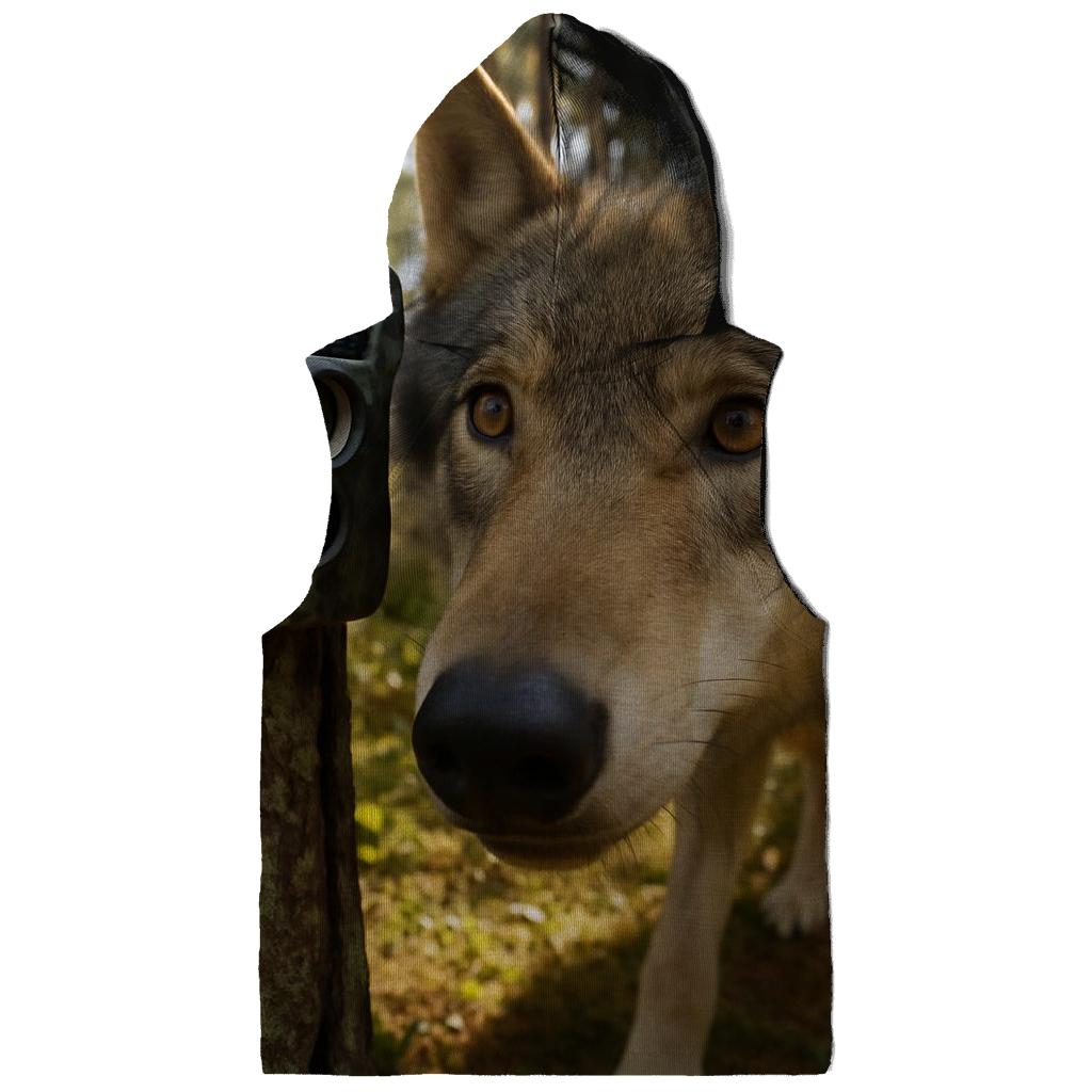 Wolf Inspecting Camera Trap In Pine Forest hoodie styles