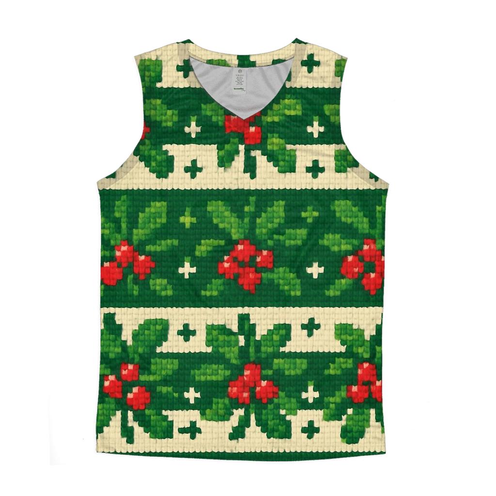 Mistletoe Confetti Stripe Design graphic print tank tops